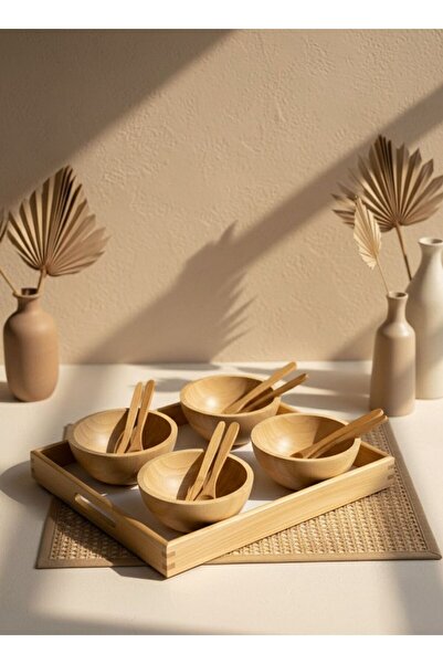 TB Tamer Bayrakçeken Masaj Aletleri Ve Tıbbi Ürün Bamboo Tray Bowl and Cutler...