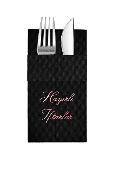 Story مناديل ورقية سوداء اللون مقاس 40×40 سم بنقش الورد مع 16 جيبًا