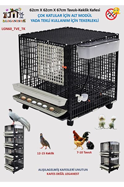 Leganest 62cm X 62cm X 67cm Tavuk, Piliç, Keklik, Ördek, Yumurta Eğimli Kafes...