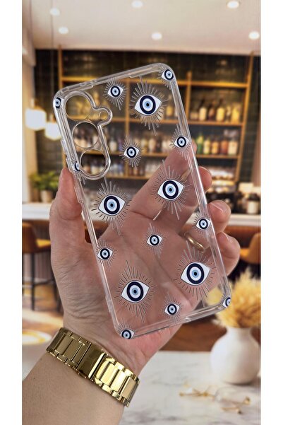 Vip Case Samsung S24 Fe Compatible Evileye Patterned Transparent Shock-Absorb...