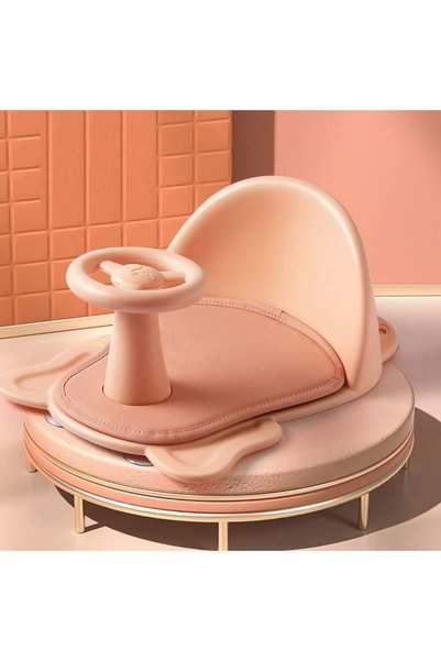 ZJ&Brothers Baby Bath Seat, Non-Slip Mat, Portable, with Backrest & Suction Cups, 6-24 Months (Orange Round)