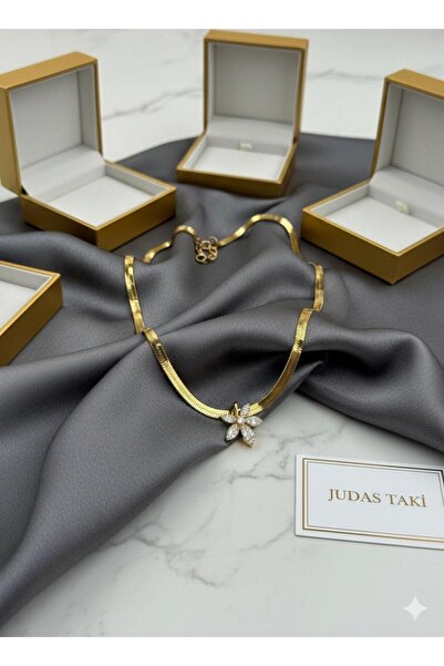 Judas Takı Italian Chain Symbol of Luck and Elegance Steel Necklace with Five...