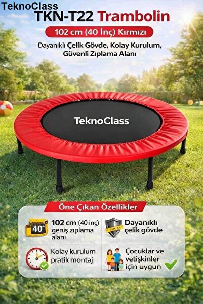 TeknoClass Trambolin 102 Cm Kırmızı Siyah Çoçuk Ve Yetişkinler İçin