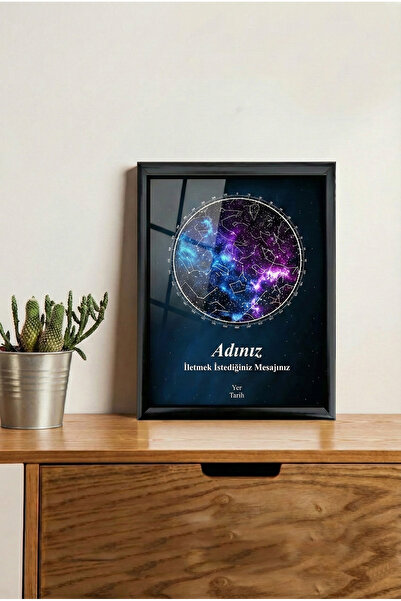 BNC DESIGN Kişiye Özel Yıldız Haritası Çerçeveli Gökyüzü Yıldız Haritası Doğu...