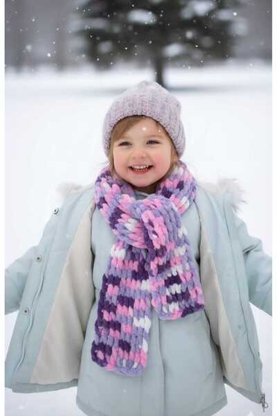 A&D HANDMADE Hand Knitted Puffy Plush Children's Scarf 15X150 cm