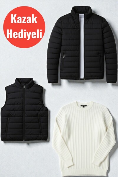 legends butik Mevsimlik Erkek 3’lü Kombin Seti | Şişme Mont + Yelek + Hediye ...