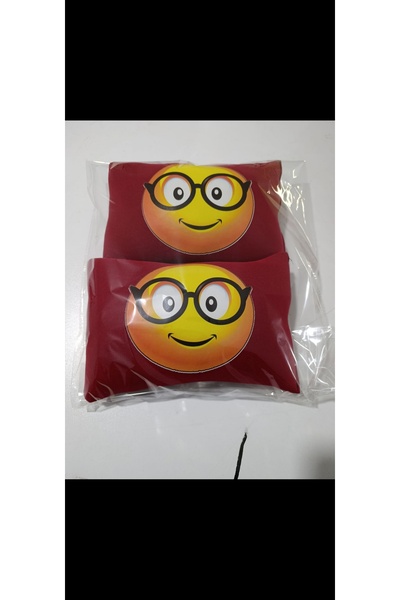 sırıtan gözlüklü emoji kelebek yastık 2 li