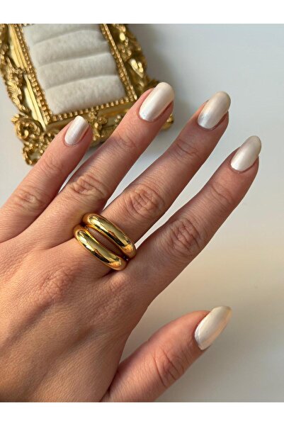 Charmist 14K Çelik Üzeri Altın Kaplama Ayarlanabilir Basic Yüzük