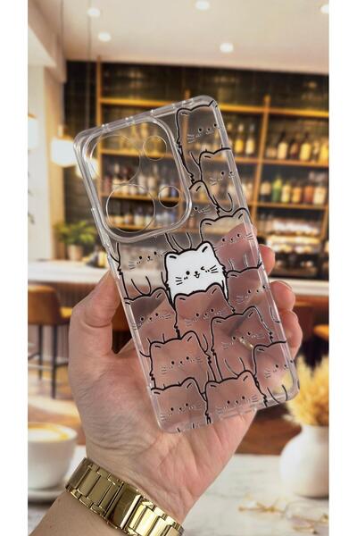 Vip Case Redmi Note 13 Pro 4g Compatible Manycat Patterned Transparent Shock-...
