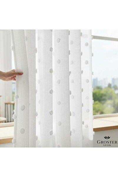 GROSTER SPOR Ponponlu (Çiçek Detaylı) Keten Premium Kalite Dokulu 1/3 Sık Pil...