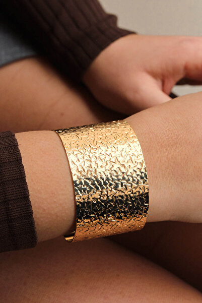 ByFlorya Jewelry Vip Kalın Dokulu Kelepçe Bileklik Free Size Ayarlanabilir Ölçü