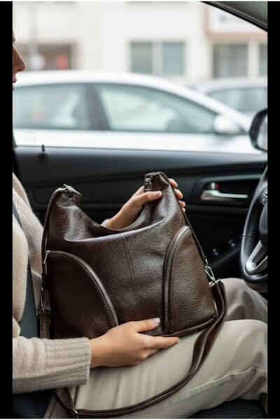 eflanmoda حقيبة كتف وحقيبة ظهر نسائية مبطنة بالجلد الصناعي الناعم