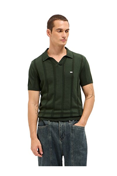 The Bear House قميص بولو رجالي من القطن الخالص، محبوك مسطح، قصة ضيقة