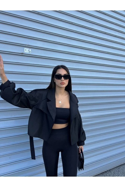 Chef d'atelier Kadın Kuşaklı Kısa Trençkot