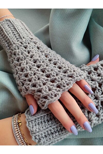 pun dore Dantel Detaylı El Örgüsü Parmaksız Eldiven – Standart Beden, Telefon...