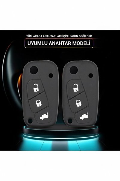 TOMRİSTORE Fiat Doblo Fiorino Linea 3 Button Compatible Car Key Case Black
