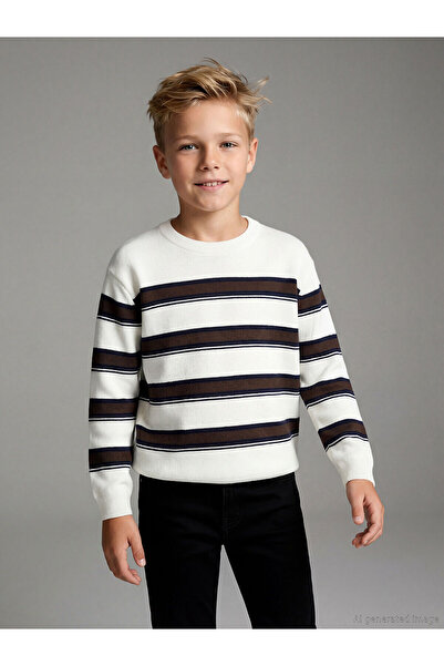 LC Waikiki Crew Neck Striped Boy's Knitwear Sweater