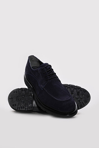 Ayakkabıhane Genuine Suede Leather Inside and Out Navy Blue Men's Classic Sho...