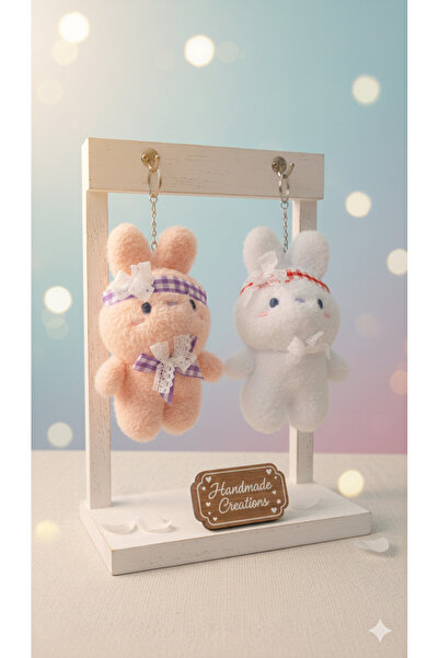 Şirin 2'li Set Sevimli Peluş Tavşan Anahtarlık - Arkadaşlık ve Çift Kombin Ça...