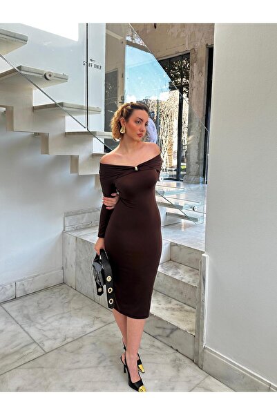 FİOXCO Women's Buckled Madonna Collar Flexible Shaping / Sculpting Midi Lengt...