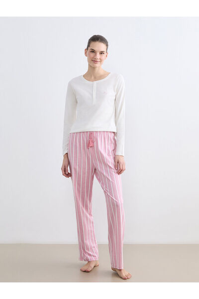 LC Waikiki Lcw Dream Pink Crew Neck Striped Women's Pajama Set