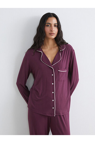 LC Waikiki LCW DREAM Set de pijamale pentru femei cu guler tip cămașă, culoar...