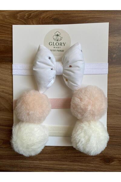 GLORY BABY Baby Girl Bow & Pompom Bandana - Hair Band Set of 3