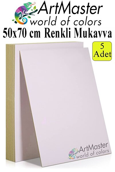 Artmaster Beyaz Renkli Mukavva 50x70 cm 5 Adet 1 Paket Renkli Sert Karton 1.0...