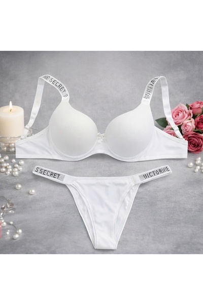 SATTENS Micro Fabric Flat Support Padded Stone Bra Panties Lingerie Set