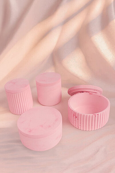 SİESPURE Dekoratif Mat Seramik Mum Kabı Dörtlü Set – Kapaklı Minimal Tasarım