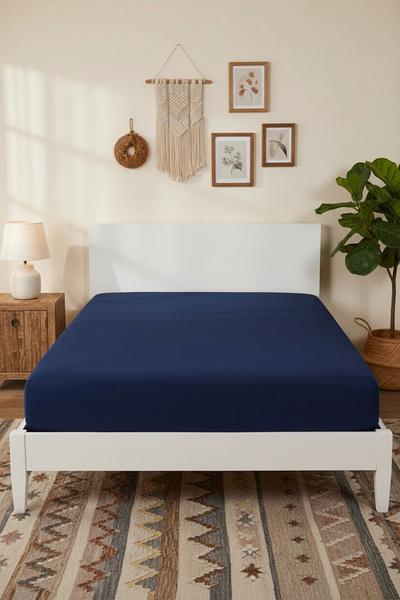 serelya King Size Combed Cotton Fitted Sheet - 100% Cotton - 180 X 200 cm