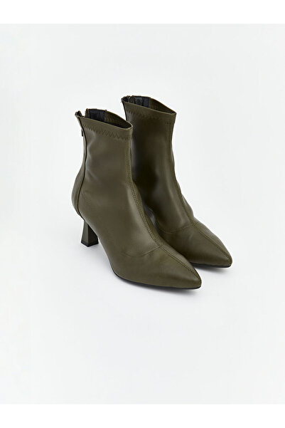 LC Waikiki Cizme cu toc pentru femei LCW STEPS Green aspect de piele