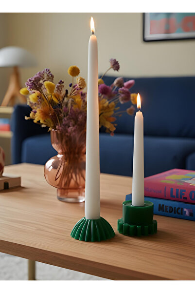 Boketto Opus Yeşil 3’lü Mumluk Seti | Modern Dekoratif Şamdan