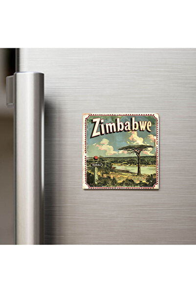 iBerk Zimbabve Zimbabwe - Posta Pulu Temalı Ülke - Baskılı Buzdolap Magneti K...