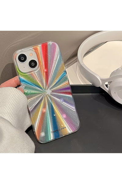 Innovate Store Dazzling Stars Gökkuşağı Efektli Simli Estetik Parlak Telefon ...