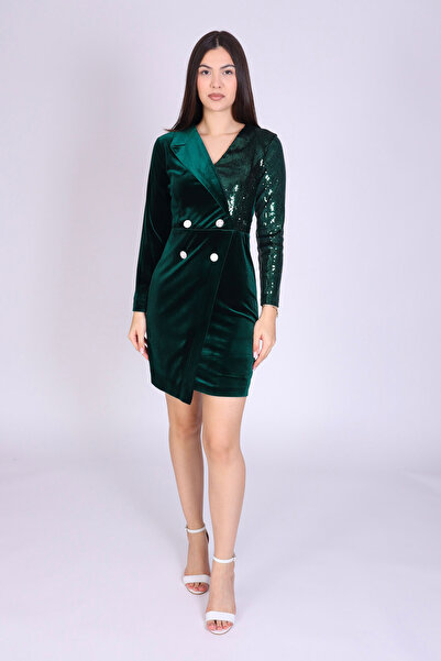 Ella Collection Rochie sacou DASHA din catifea si paiete