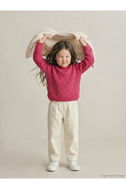 LC Waikiki Fuchsia Heart Embroidered Girls' Knit Sweater