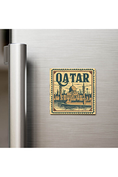 iBerk Mıknatıslı Buzdolap Magneti - Katar Qatar - Posta Pulu Temalı Ülke - 9x...