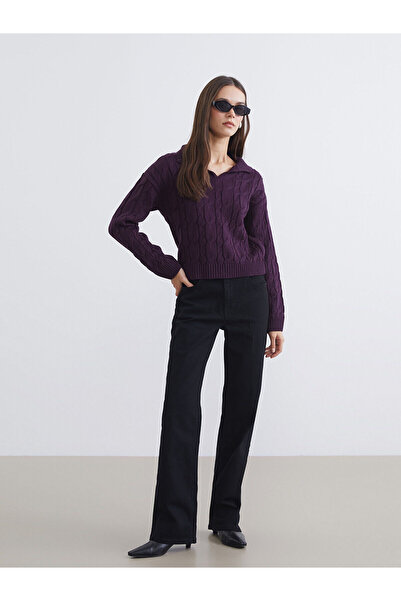 LC Waikiki Γυναικείο τζιν παντελόνι LCW JeansBlack Straight Fit