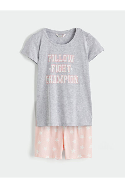 LC Waikiki Σετ γυναικείας πιτζάμας Vizyon New Season με στάμπα και σορτς