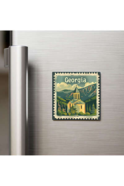 iBerk Gürcistan Georgia - Posta Pulu Temalı Ülke - Baskılı Buzdolap Magneti K...