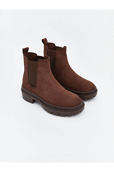 LC Waikiki Lcw Steps Brown Suede Look Women's Boots with Elastic Sides