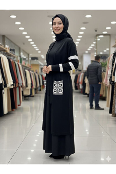 BERNEO Women's Long Pocketed Knitwear Hijab Cardigan