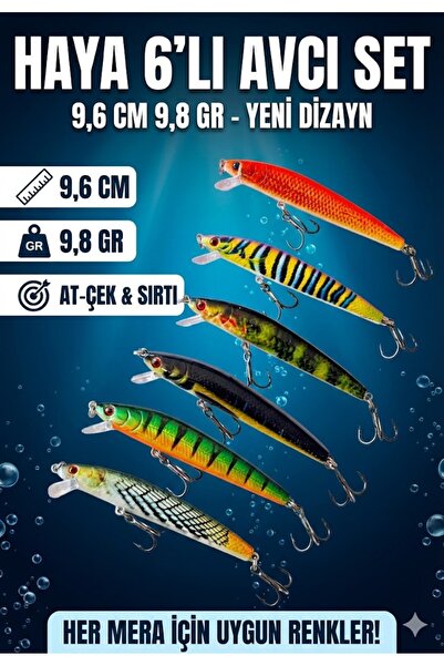 Haya 6'lı Süper Set: 9.6cm 9.8gr Sığ Su Avcısı Rapala