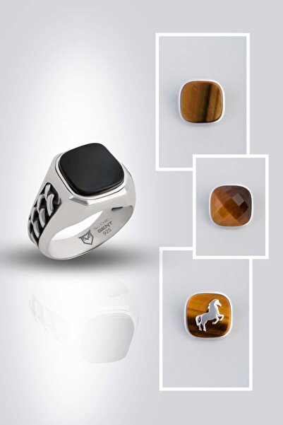 So CHIC... Modify Koleksiyonu Örme Stil Erkek Gümüş Tasarım Yüzük Seti