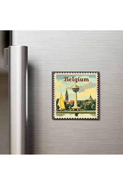 iBerk Mıknatıslı Buzdolap Magneti - Belçika Belgium - Posta Pulu Temalı Ülke ...