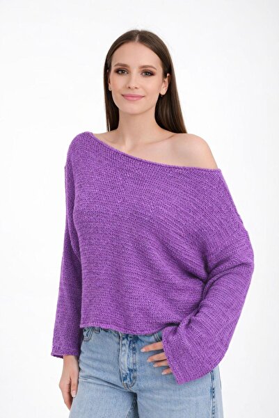 İLKCET MODA Pulover de damă oversize cu umăr jos