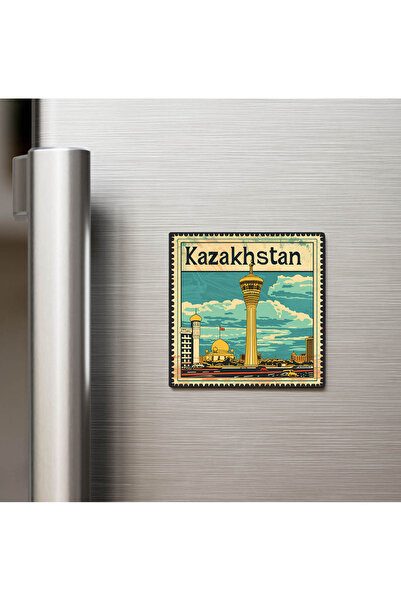 iBerk Kazakistan Kazakhstan - Posta Pulu Temalı Ülke - Baskılı Buzdolap Magne...