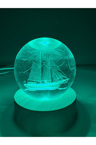 venuzes 3D ışıklı gemi figürlü dekoratif gece lambası
