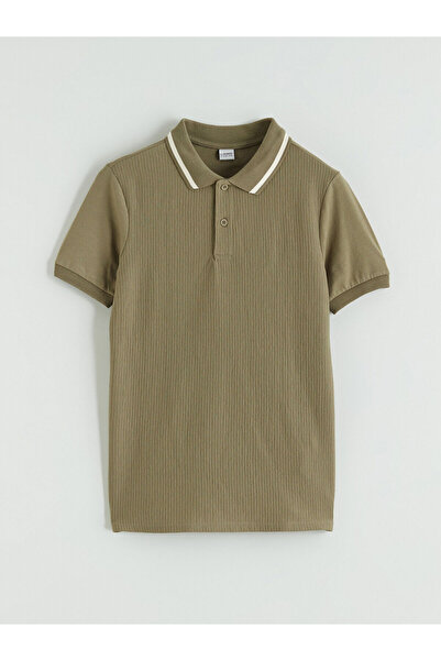 LC Waikiki قم بإنشاء أسلوبك من متجر UZG تي شيرت للأولاد ذو ياقة بولو كاكي